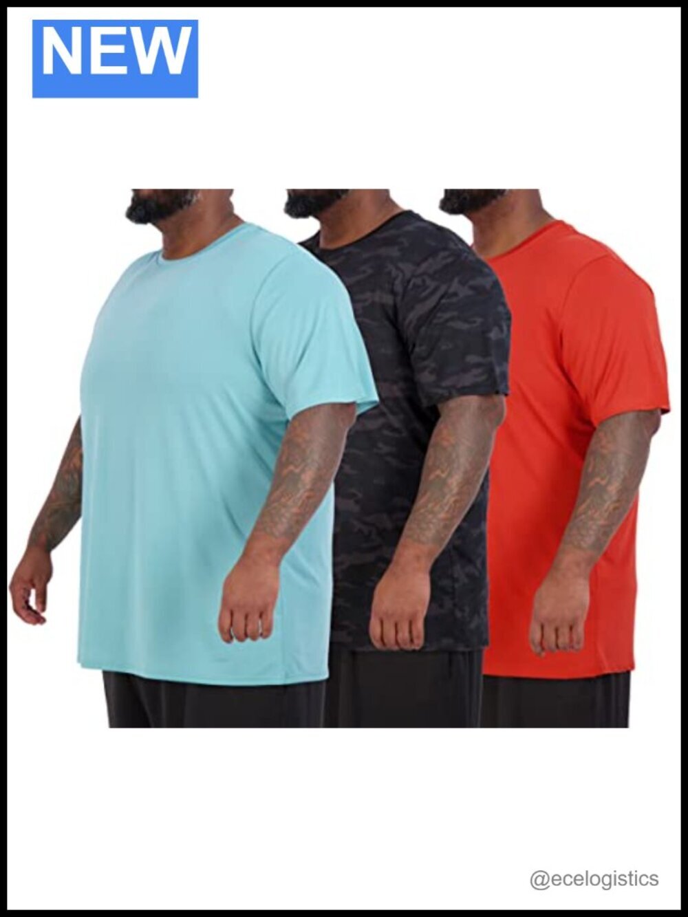 3 Pack Men's Big & Tall Short Sleeve Dry Fit Crew Neck T-Shirt for Gym Workout